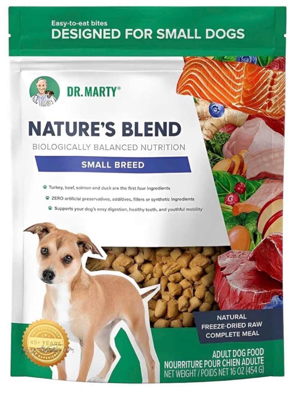 Dr. Marty Nature's Blend Freeze Dried Dog Food for Small Dogs 16 oz. BB 10/26/27